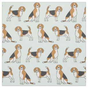 Beagles on Aqua Fabric