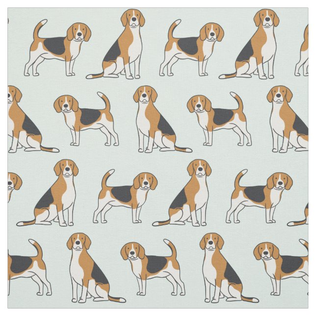 Beagles on Aqua Fabric (Swatch)
