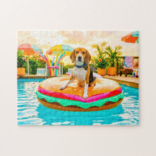 Beagles on the burger float jigsaw puzzle