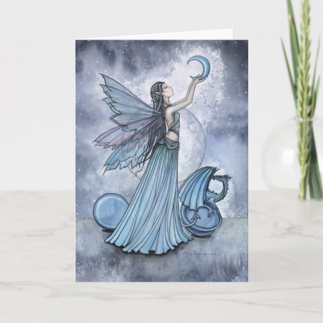 Beaituful Blue Fairy Dragon Card by Molly Harrison (Front)