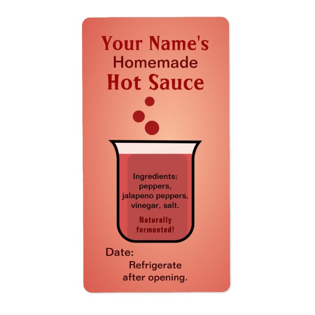 Beaker Personalised Hot Sauce Labels Template (Front)