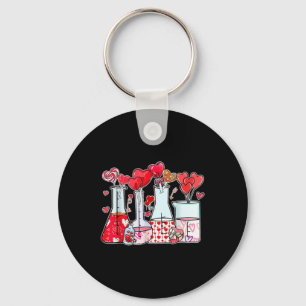 Beaker Test Tube Heart Laboratory Valentines Scien Key Ring