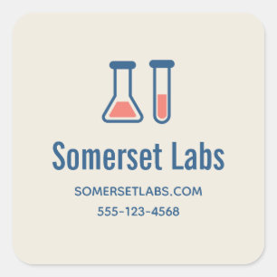 Beaker & Test Tube Science Themed Business Square Sticker