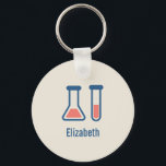 Beaker & Test Tube Science Themed Key Ring<br><div class="desc">A key chain with a cute drawing of a test tube and beaker. Perfect for science types.</div>