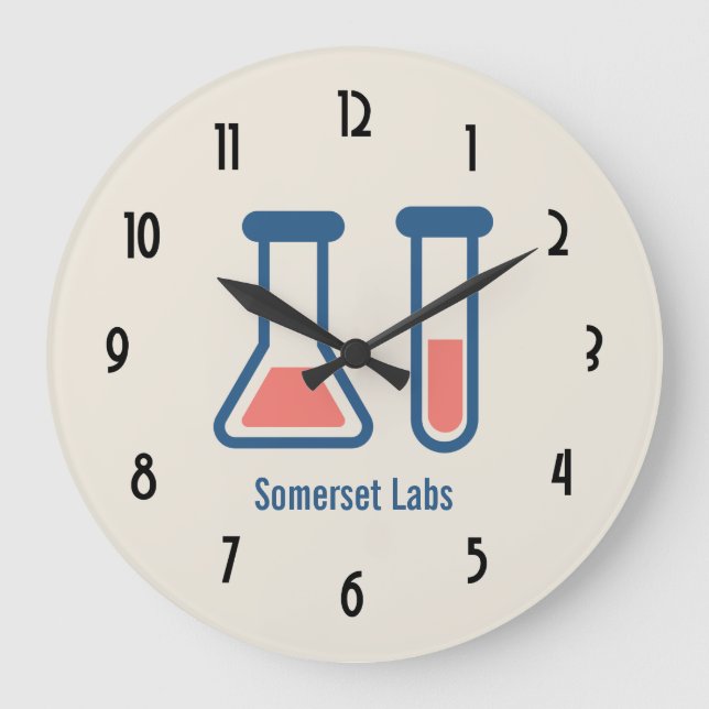 Beaker & Test Tube Science Themed Large Clock (Front)