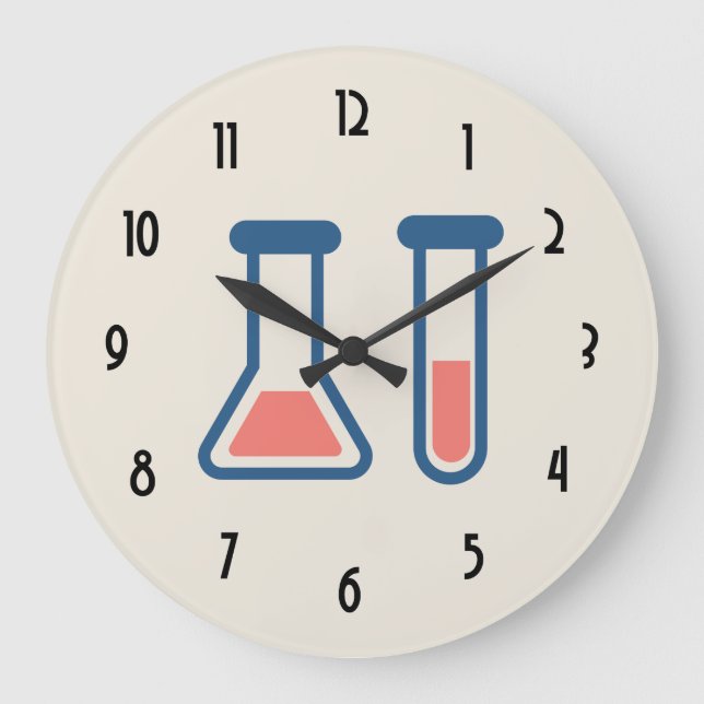 Beaker & Test Tube Science Themed Large Clock (Front)