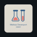 Beaker & Test Tube Science Themed Square Business Card<br><div class="desc">Business cards with a cute drawing of a test tube and beaker. Perfect for science types.</div>
