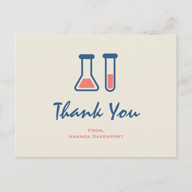 Beaker & Test Tube Science Themed Thank You Postcard (Front)