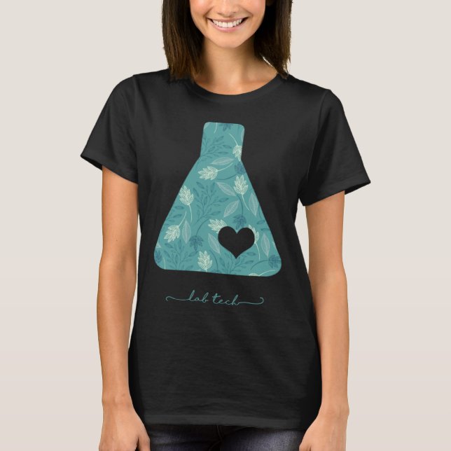 Beaker with heart medical lab tech love lab week T-Shirt (Front)