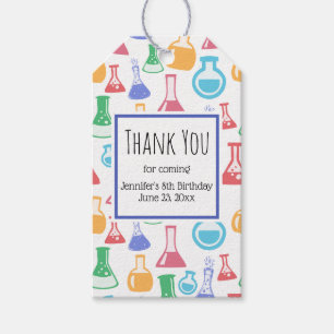 Beakers and Flasks Fun Pattern Party Thank You Gift Tags