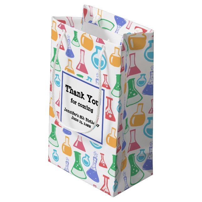 Beakers and Flasks Fun Pattern Party Thank You Small Gift Bag (Back Angled)