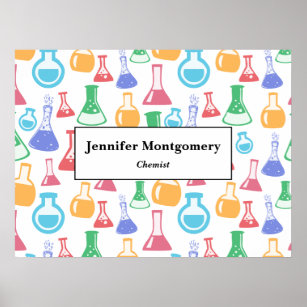 Beakers and Flasks Fun Science Pattern Business Poster