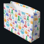 Beakers and Flasks Fun Science Pattern Large Gift Bag<br><div class="desc">Gift bag with a fun and colourful pattern. Research scientist vibe with beakers and flasks of different shapes and sizes in bright happy colours.</div>