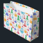 Beakers and Flasks Fun Science Pattern Large Gift Bag<br><div class="desc">Gift bag with a fun and colourful pattern. Research scientist vibe with beakers and flasks of different shapes and sizes in bright happy colours.</div>