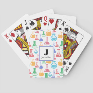 Beakers and Flasks Fun Science Pattern Monogram Playing Cards