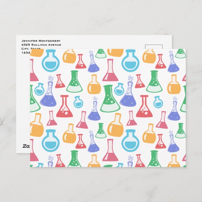 Beakers and Flasks Fun Science Pattern Postcard (Front/Back)