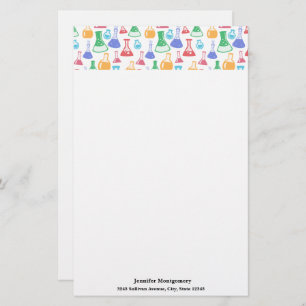 Beakers and Flasks Fun Science Pattern Stationery