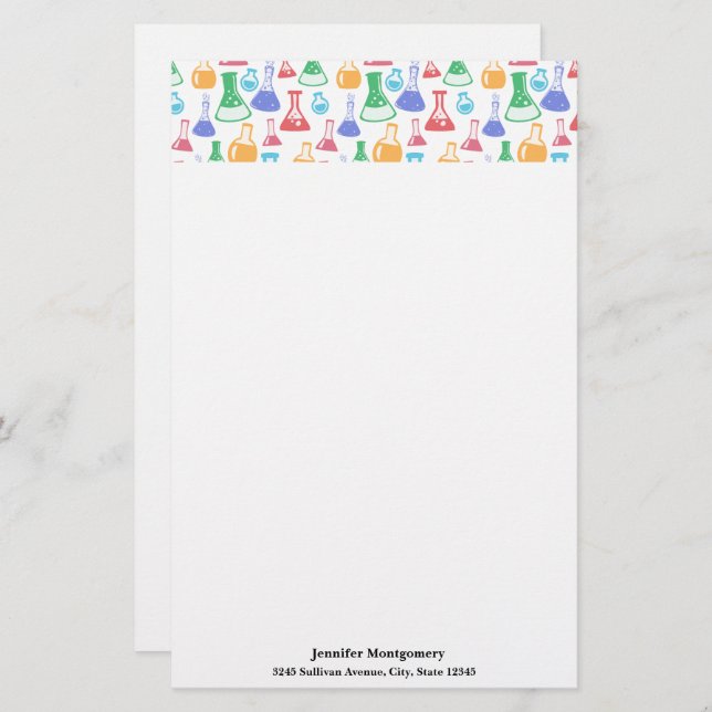 Beakers and Flasks Fun Science Pattern Stationery (Front/Back)