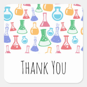 Beakers and Flasks Fun Science Pattern Thank You Square Sticker