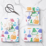 Beakers and Flasks Fun Science Pattern Wrapping Paper Sheet<br><div class="desc">Wrapping paper sheets with a fun and colourful pattern. Research scientist vibe with beakers and flasks of different shapes and sizes in bright happy colours.</div>