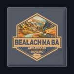 Bealach na Bà Scotland Travel Art Badge Magnet<br><div class="desc">Bealach na Bà done in a vintage style emblem. It is a famous road found along in Scotland.</div>