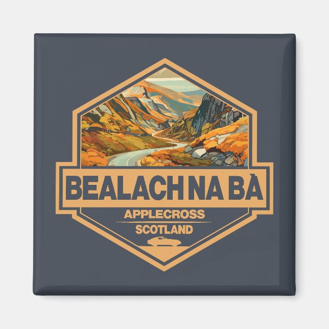 Bealach na Bà Scotland Travel Art Badge Magnet (Front)