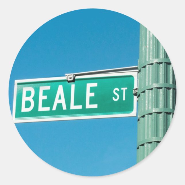 Beale Street sign Classic Round Sticker (Front)