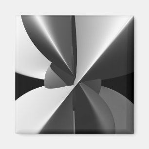 Beam Black & White Fine Abstract Fractal Magnet