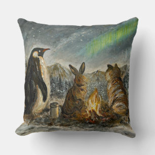 Beam Lingering Whimsical Aurora Animals Painting Cushion