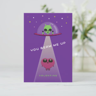 Beam Me Up UFO Kids Valentine Card   Grape & Berry
