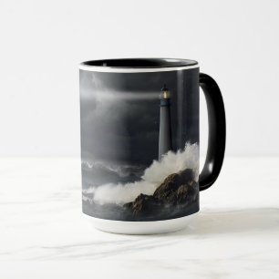 Beam of Light Shining into Stormy Ocean Mug