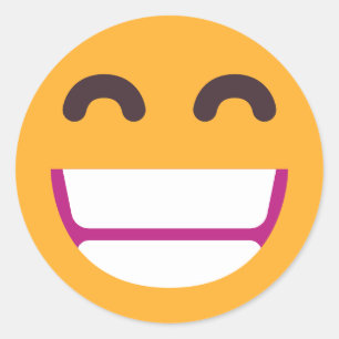 Beaming Face Smiling Eyes Cute Custom Colors Emoji Classic Round Sticker