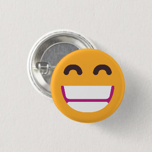 Beaming Face Smiling Eyes Cute Custom Colours Emoj 3 Cm Round Badge