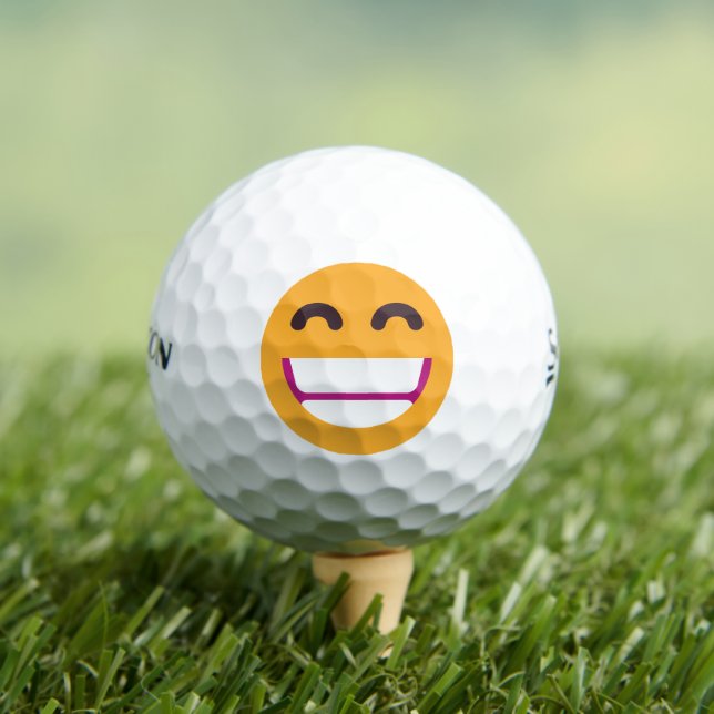 Beaming Face Smiling Eyes Cute Custom Colours Emoj Golf Balls (Insitu Tee)