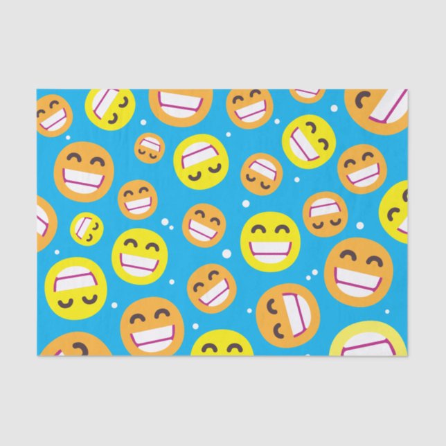 Beaming Face Smiling Eyes Emojis Editable Colours Tissue Paper (Front)