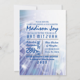 BEAMS OF LIGHT Bar Bat Mitzvah Invitation