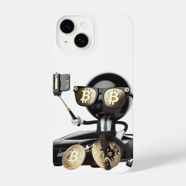  Bean and a Selfie by the Car, Bitcoin, by Natasha iPhone Case (Back)
