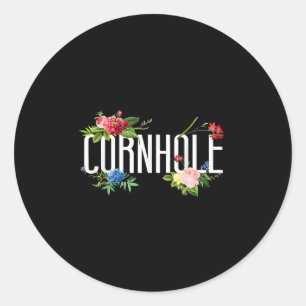 Bean Bag Player Champ Flower Floral Cornhole Classic Round Sticker