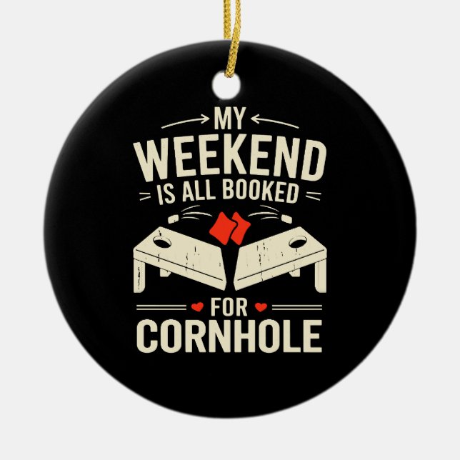  Bean Bag Toss Game Player Long Sleeve  Ceramic Tree Decoration (Front)