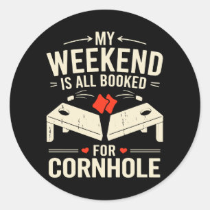 Bean Bag Toss Game Player Long Sleeve Classic Round Sticker