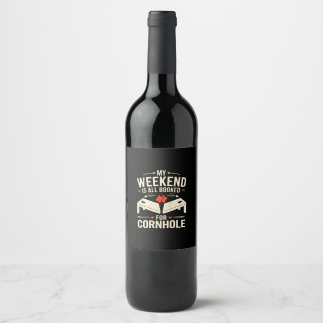  Bean Bag Toss Game Player Long Sleeve  Wine Label (Front)