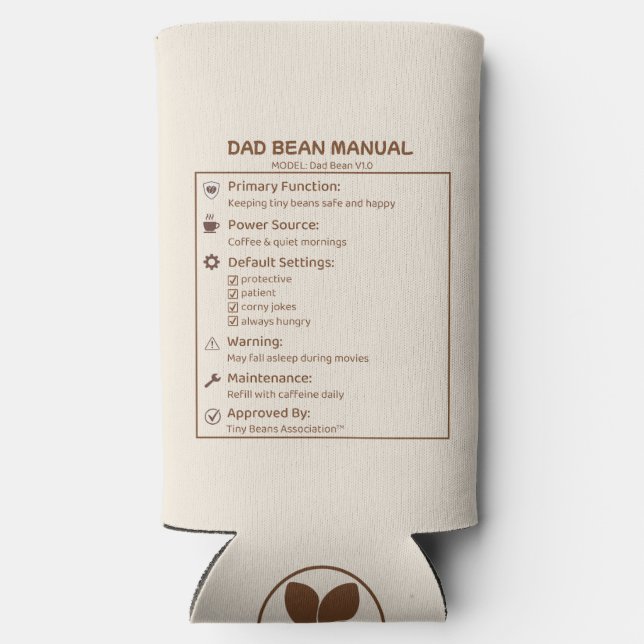 Bean calm cute coffee bean  seltzer can cooler (Back)
