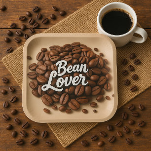 Bean Lover Coffee Beans Paper Plate
