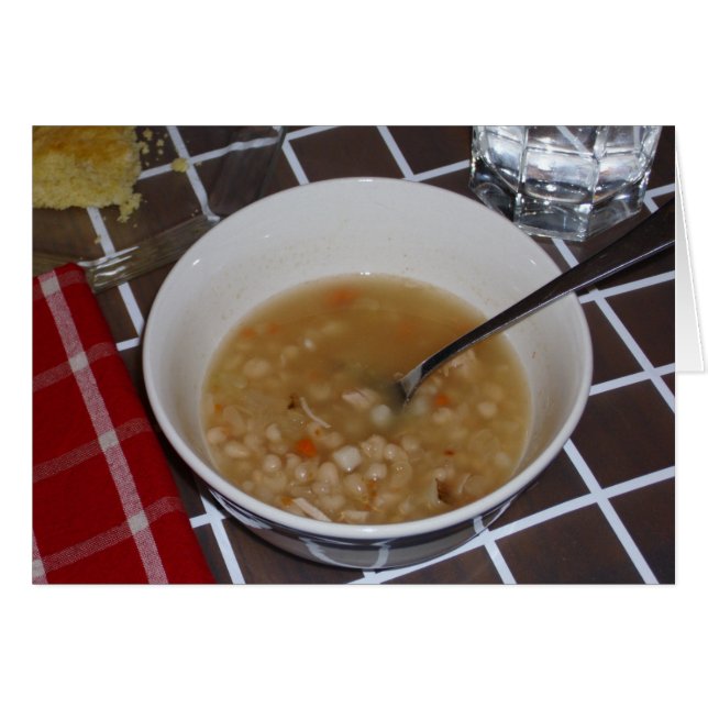 Bean Soup Recipe on a Card (Front Horizontal)