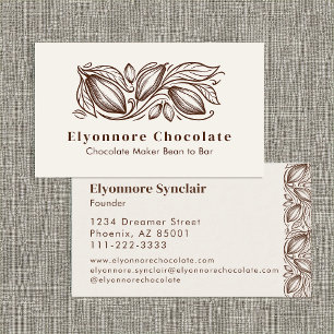 Bean to Bar Chocolate Maker Elegant Cocoa Design Business Card