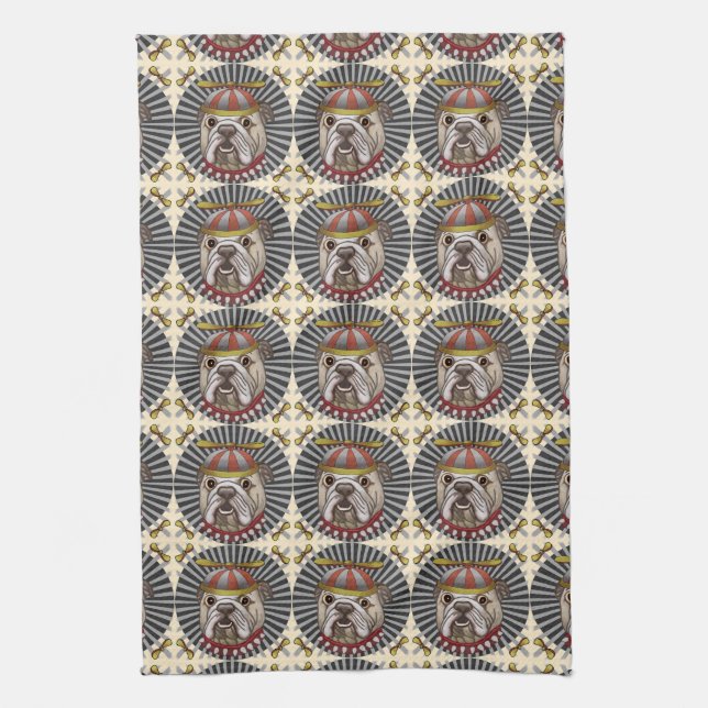 Beanie Bulldog Tea Towel (Vertical)