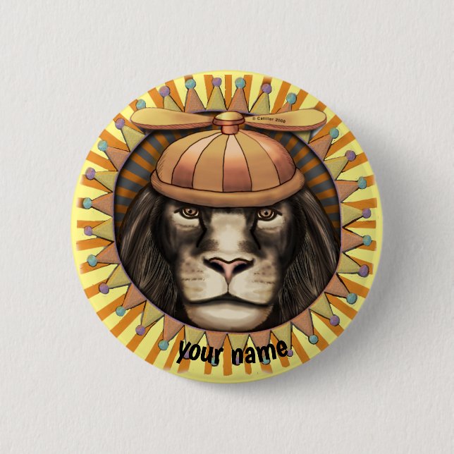 Beanie Lion  6 Cm Round Badge (Front)