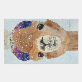 Beanie Llama Rectangular Sticker