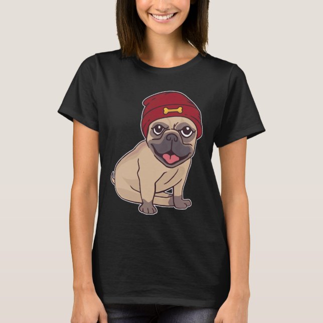 Beanie Pug Classic T-Shirt 459 (Front)