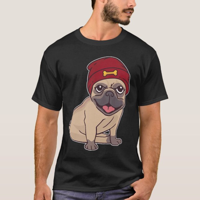 Beanie Pug Classic T-Shirt 459 (Front)